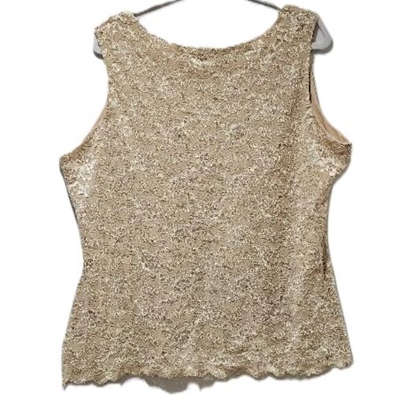 COLDWATER CREEK VANILLA CREAM LACE SCOOP NECK DRESSY TANK  1X - Picture 6 of 8